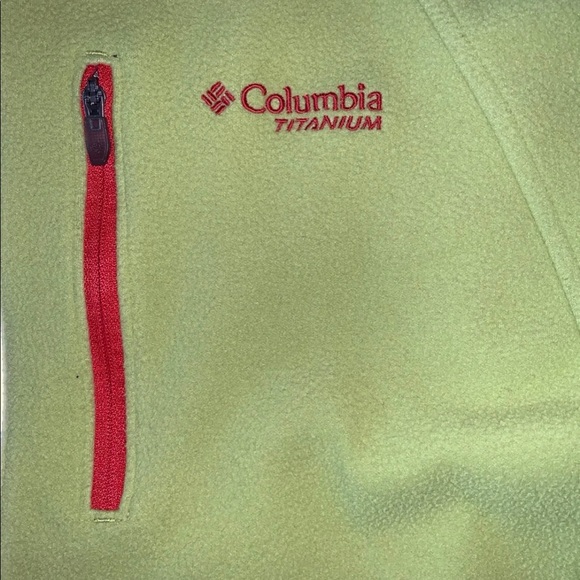 Columbia Lime Green Fleece Pullover with Blue Trim - Picture 3 of 5
